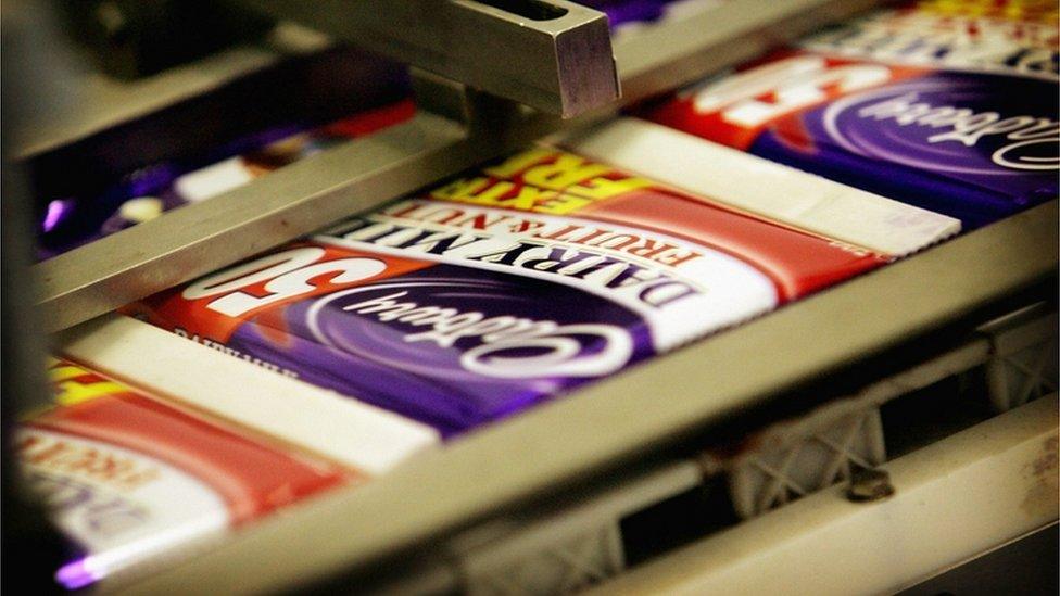 Chocolate on the production line
