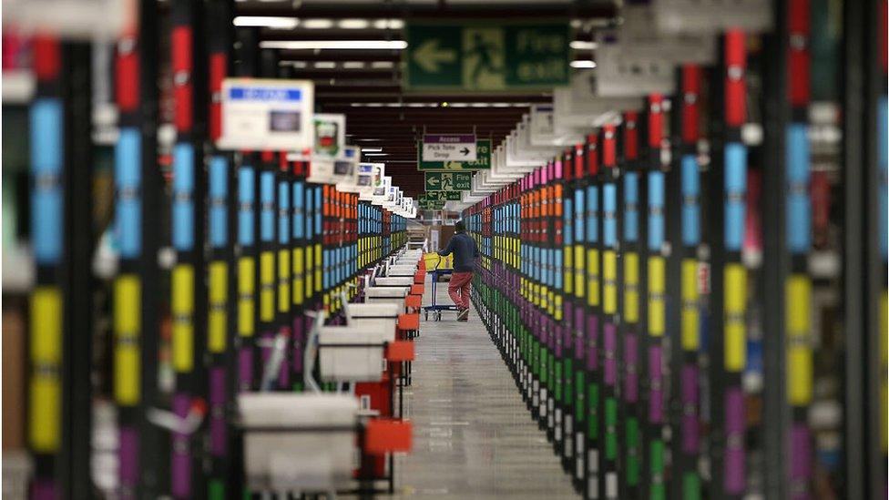 Amazon worker in warehouse