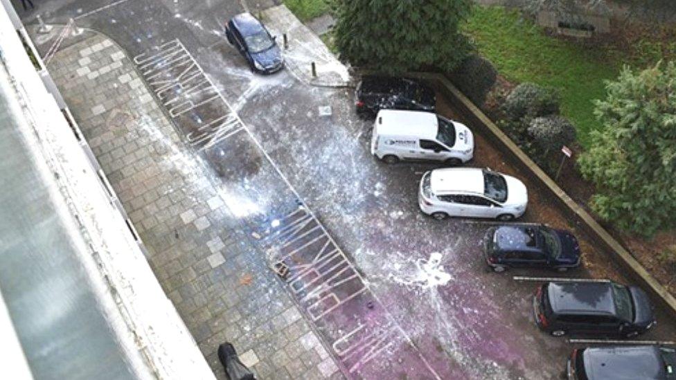 Paint on a car park floor