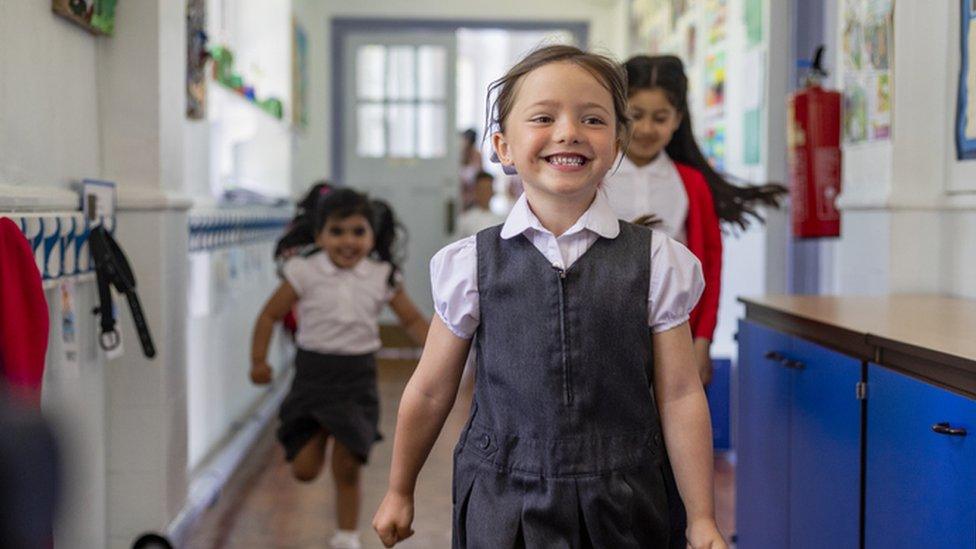 Excited kids in school