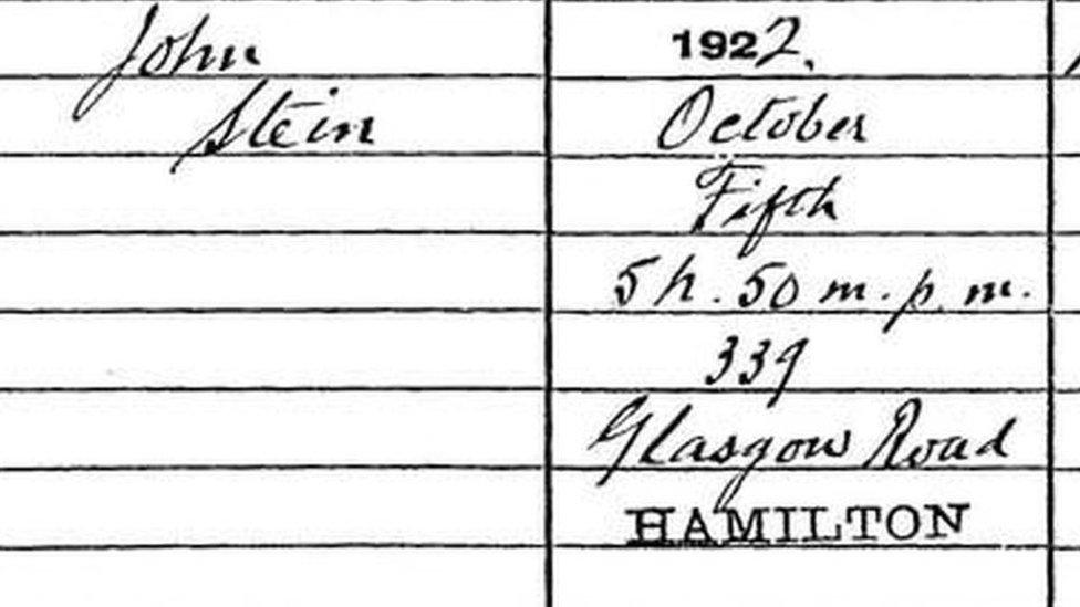 Jock Stein birth certificate