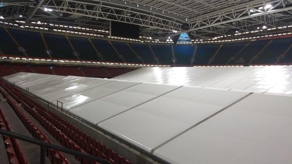 The new field hospital covers the whole area of the Principality Stadium pitch