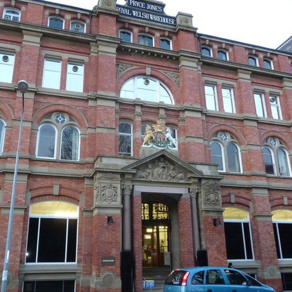 Pryce Jones' Royal Welsh Warehouse still dominates the skyline of Newtown today