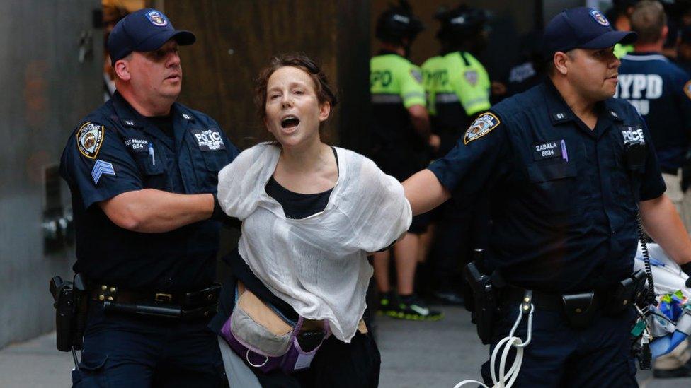 Protester being arrested