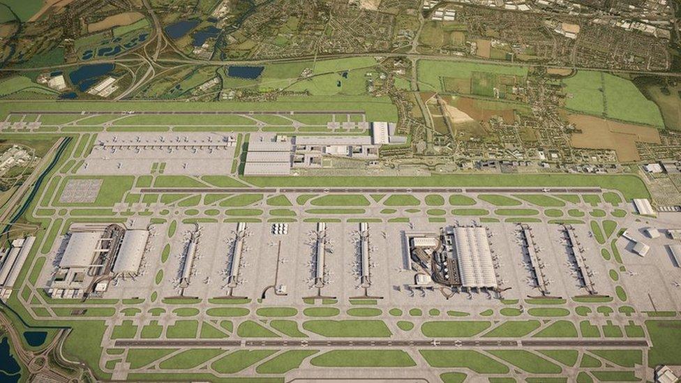 Artist's impression showing three runways at Heathrow