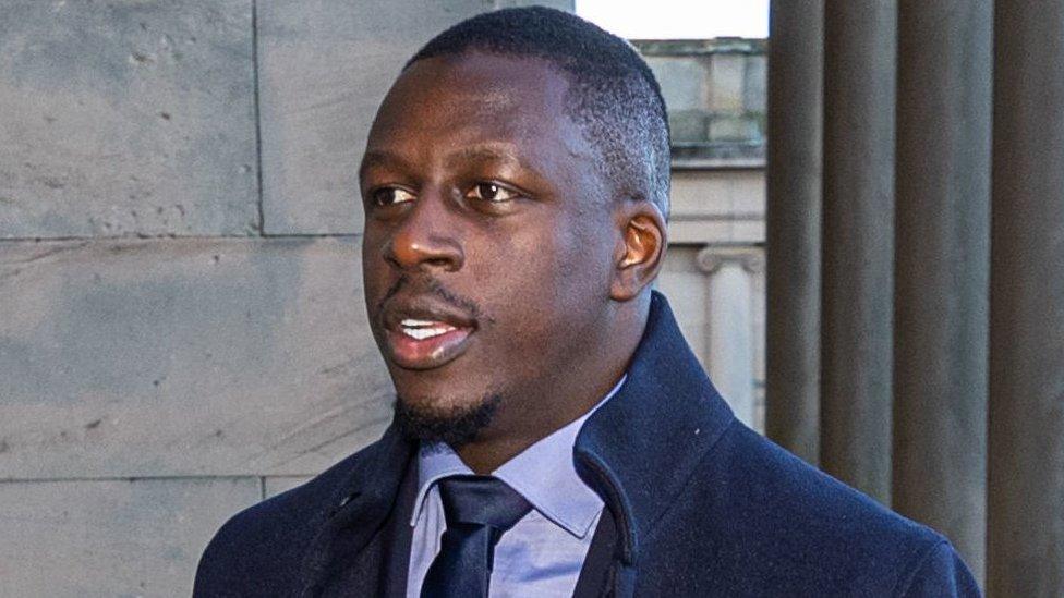 Manchester City footballer Benjamin Mendy arrives at Chester Crown Court