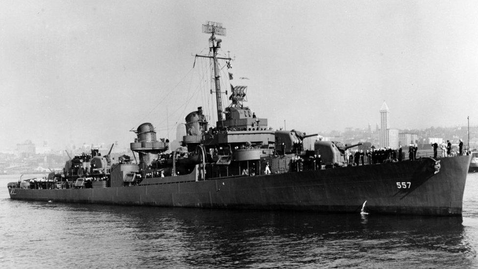 USS Johnston (DD-557) off Seattle or Tacoma, Washington, 27 October 1943