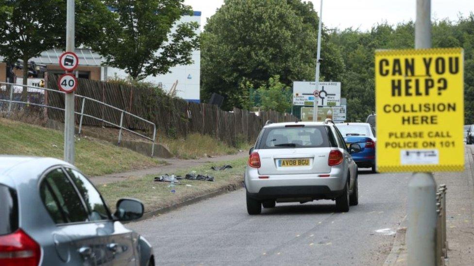 Scene of car crash in Stevenage