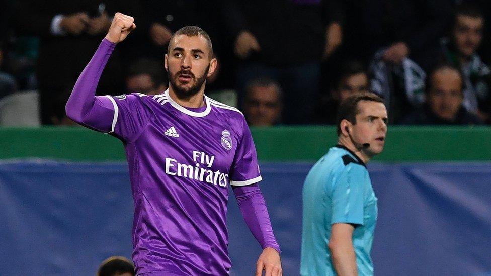 Douglas Ross and Real Madrid's French forward Karim Benzema