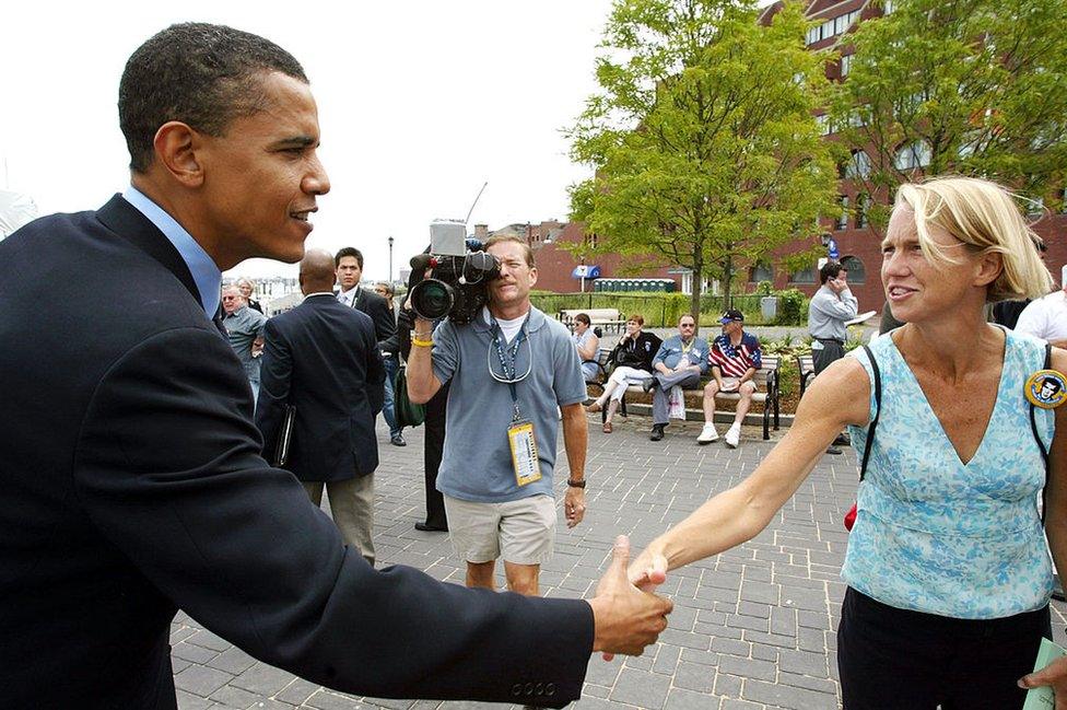 Senator Obama campaigning in 2004