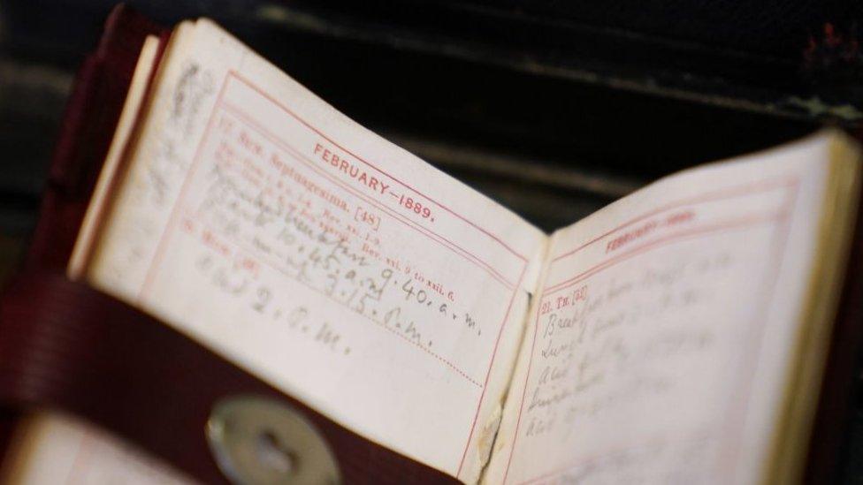 Wilkie Collins's diary in his travelling writing desk