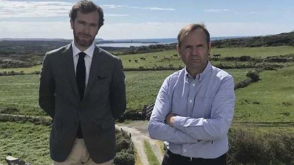 Ms Toscan du Plantier's son Pierre-Louis Baudey-Vignaud (L) and her brother Bertrand Bouniol