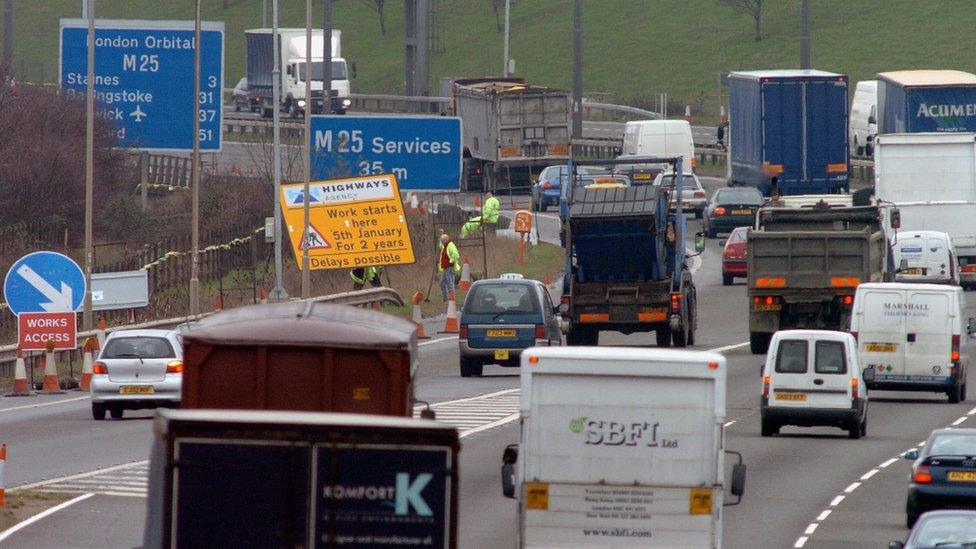 Roadworks on the M25