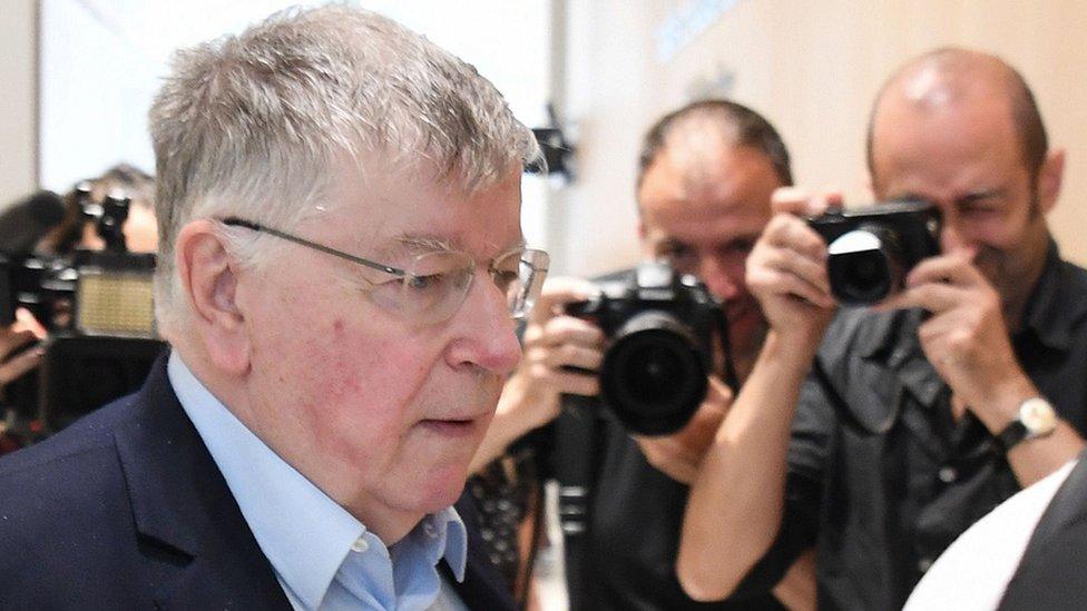 Didier Lombard arrives in Paris court, 11 Jul 19, for last day of trial