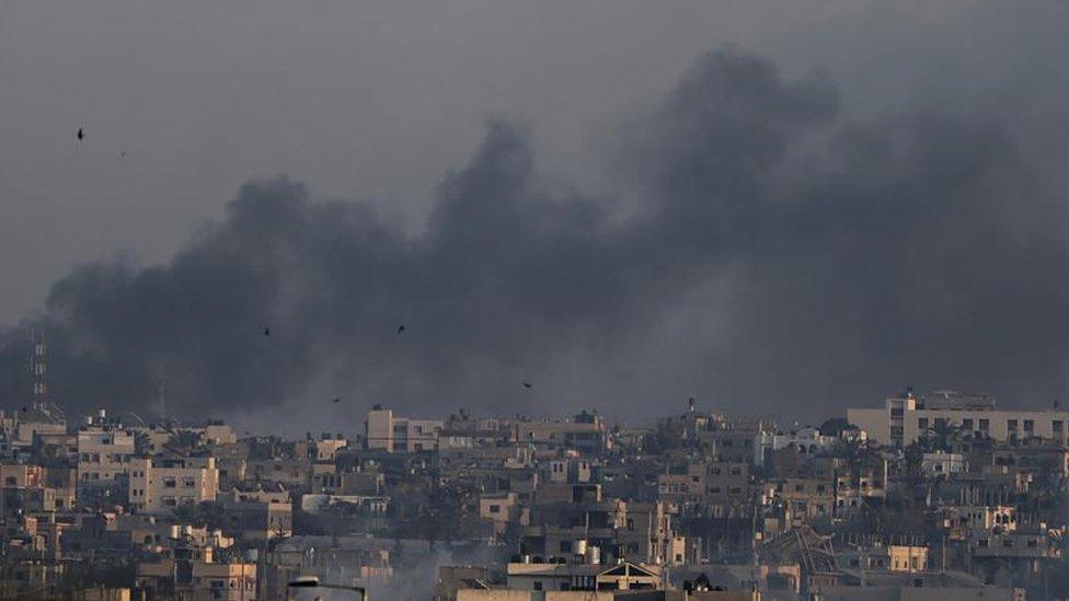 Smoke rising over Gaza