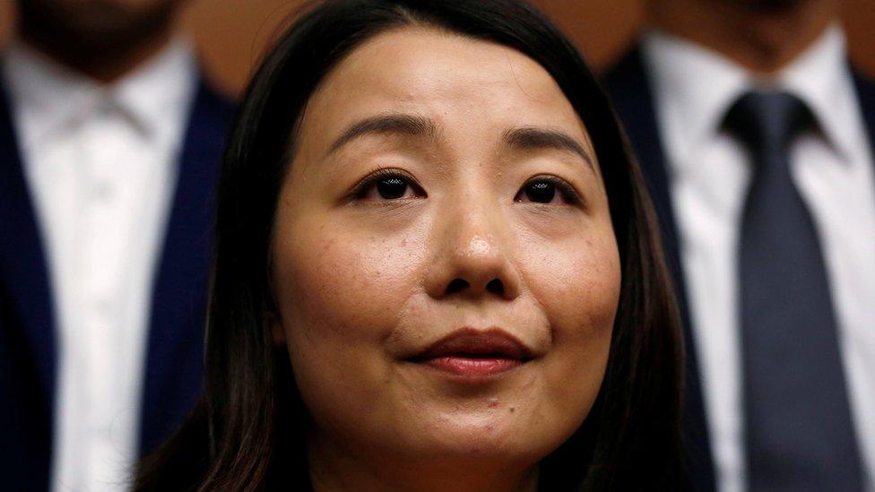 Pro-democracy lawmaker Lau Siu-lai attends a news conference at the Legislative Council in Hong Kong November 30, 2016