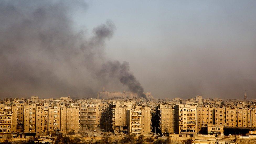 The former rebel-held district of Bustan al-Qasr in Aleppo, 12 December 2016