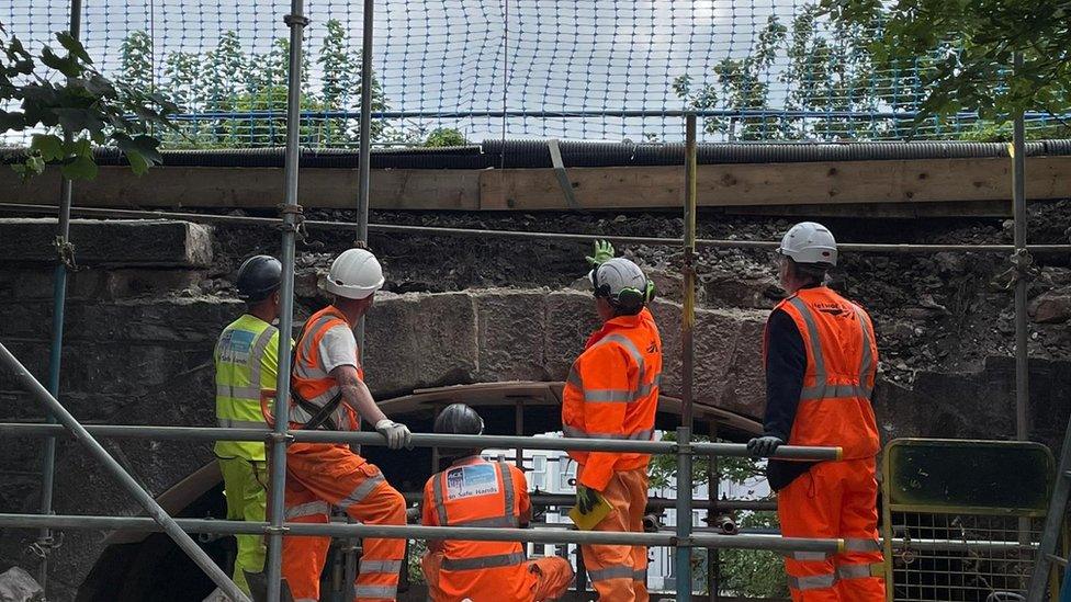 Network rail workers fix bridge