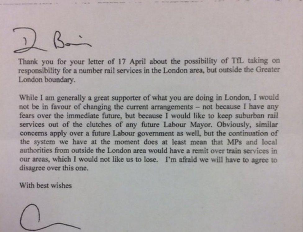 Letter from Chris Grayling to Boris Johnson