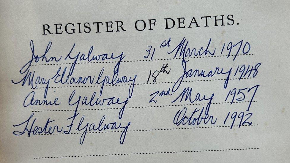 List of deaths in family bible