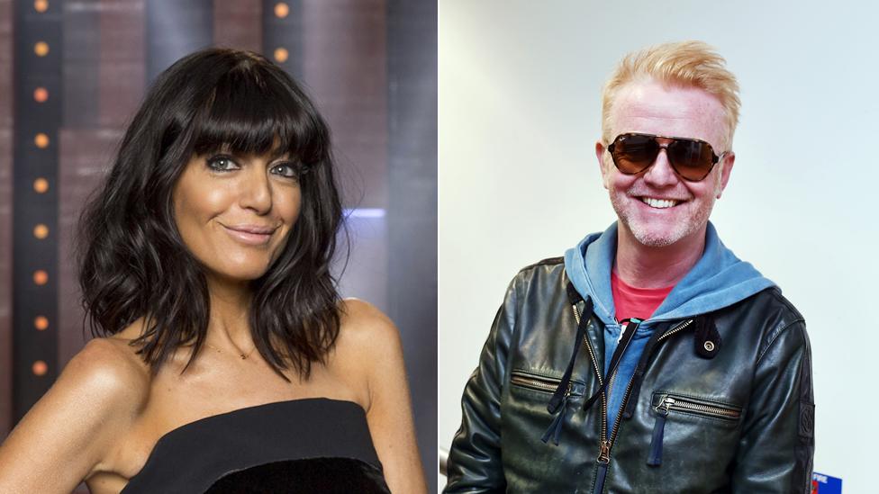 composite pic of Claudia Winkleman and Chris Evans