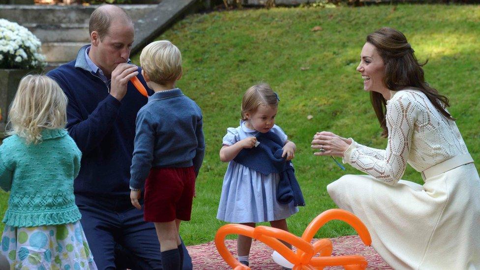 The Cambridges playing with balloons