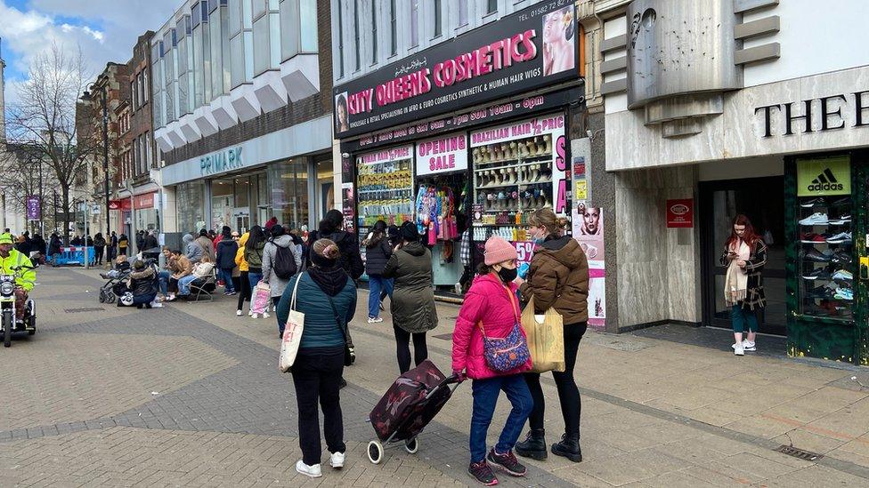 Shoppers in Luton