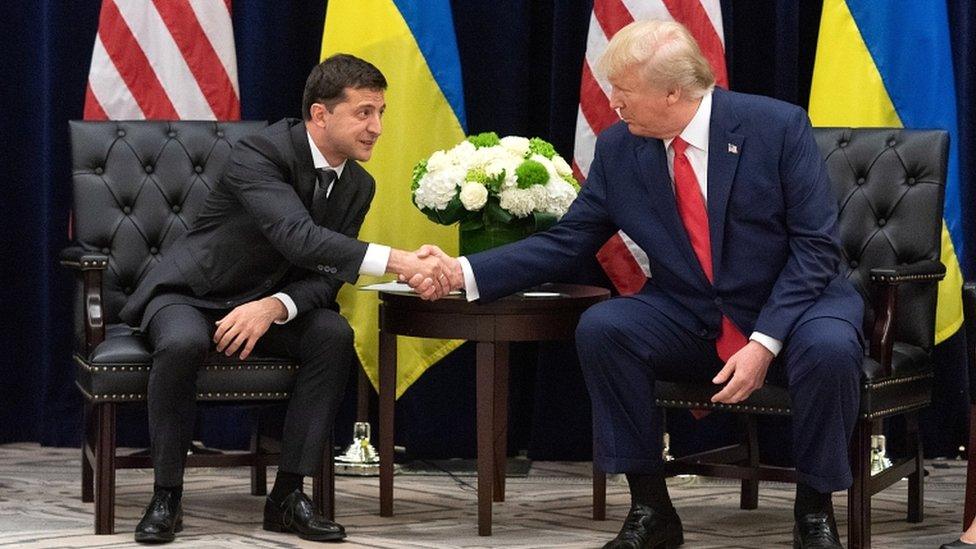 Ukraine's President Volodymyr Zelensky and US President Donald Trump meeting on the sidelines of the United Nations General Assembly in New York on Wednesday