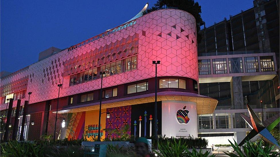 A view of Apple's first company-owned store in India to be launched inside the Jio World Drive mall at Bandra Kurla Complex (BKC) in Mumbai.