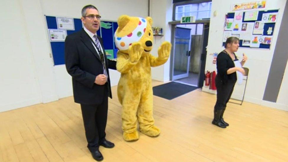 Castle Hill Community Primary School - Headteacher Pete Dalton with Pudsey