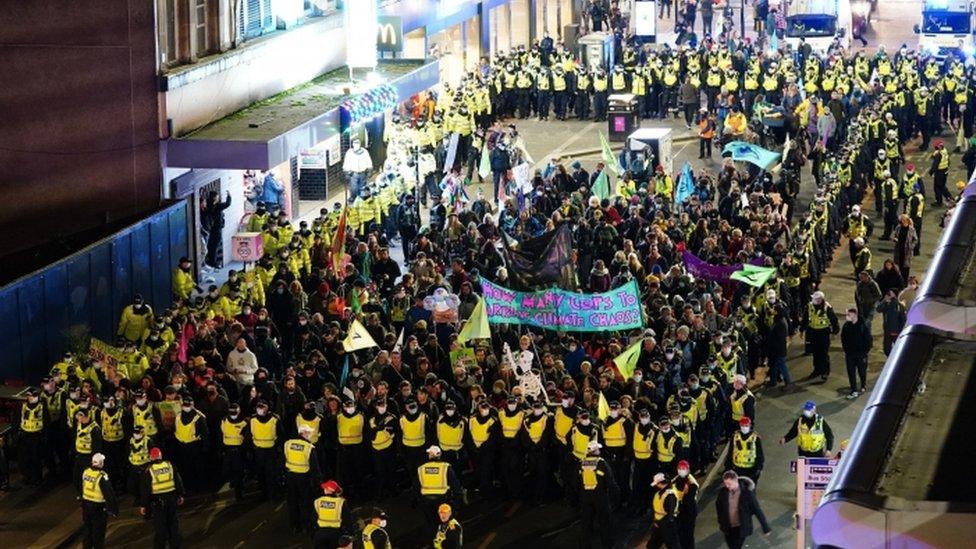 Extinction Rebellion activists being kettled