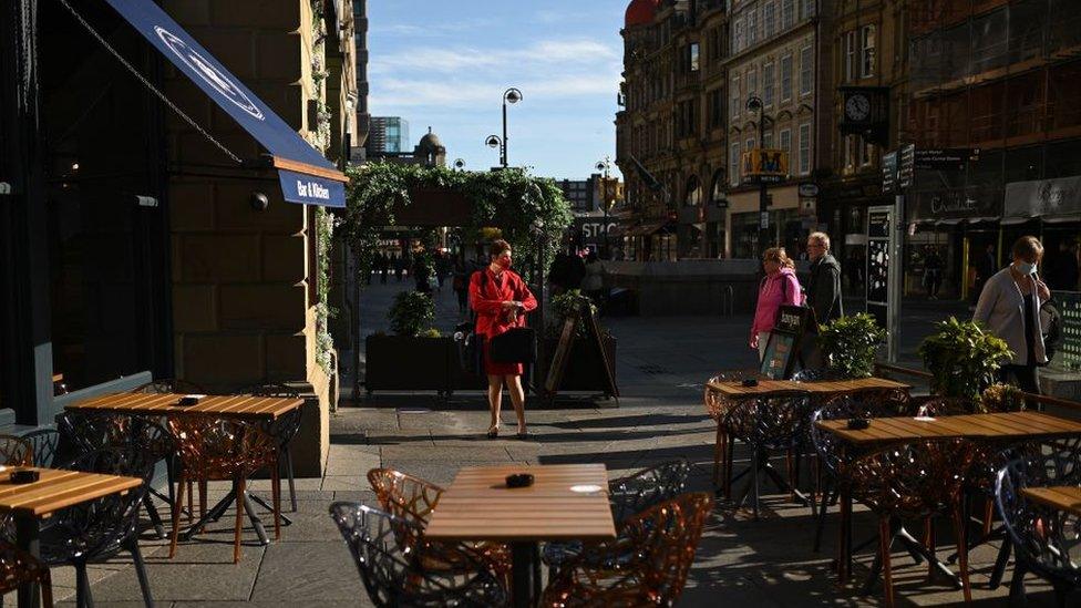 Empty seats outside bar in Newcastle