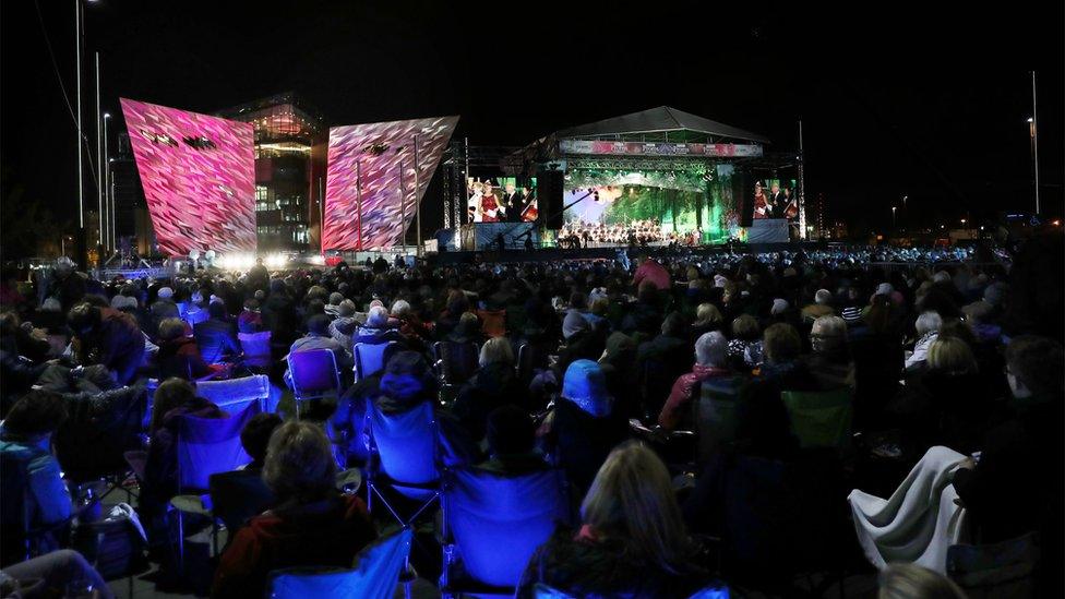 The event took place at the Titanic Slipways in front of about 11,000 people