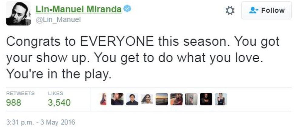 Lin-Manuel Miranda tweet