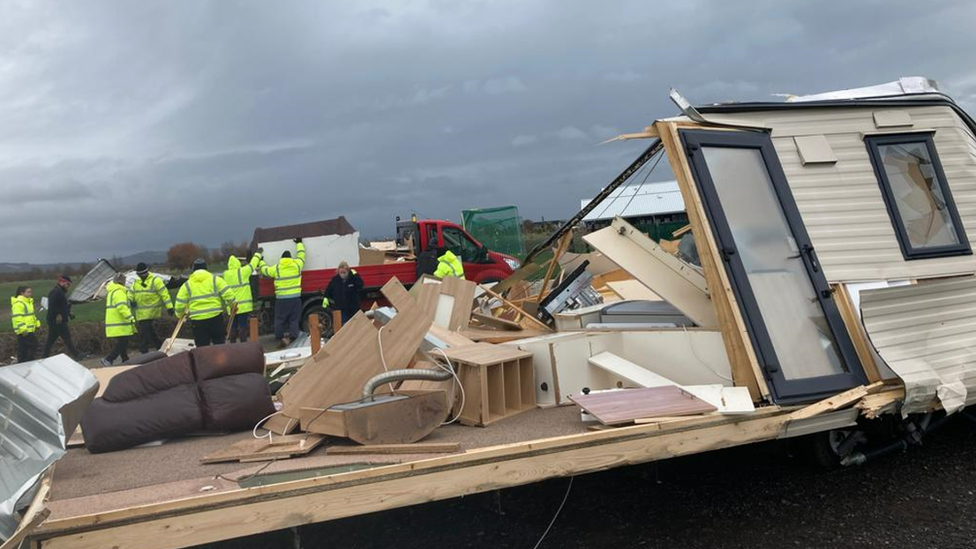 Destroyed caravan in Brean