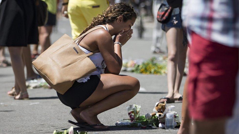 Mourner on the Promenade des Anglais