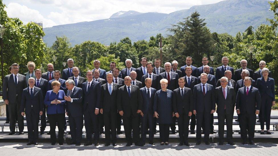 European leaders pose for a photo at the summit