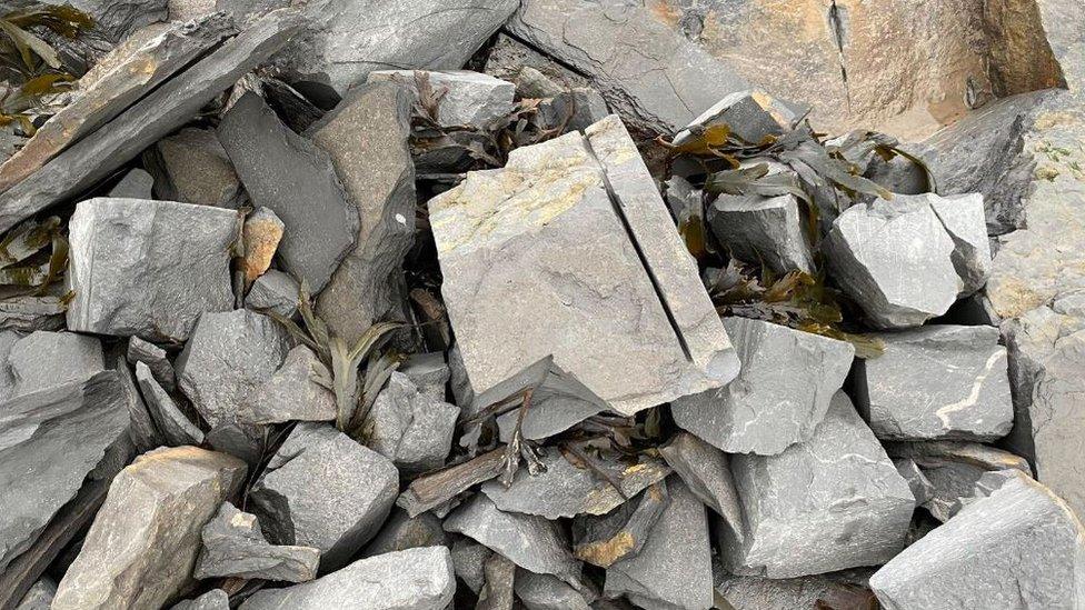 Cut rocks on Doniford Beach