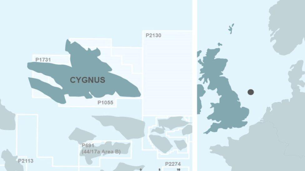 Map showing location of Cygnus Alpha 1 i