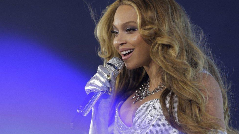 Beyoncé performing at the Principality Stadium in Cardiff