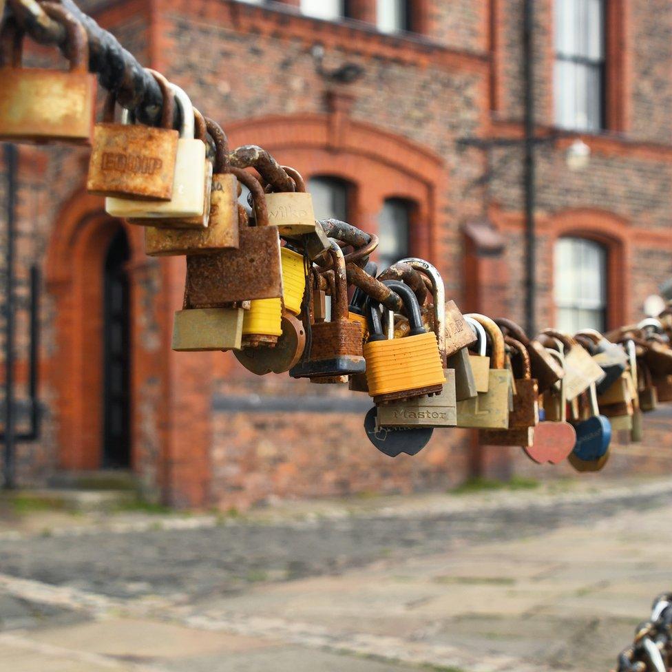 A row of padlocks