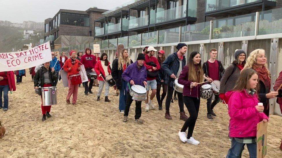 Protesters Carbis Bay Hotel