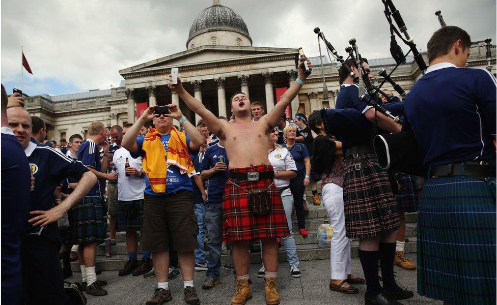 Scotland fans at Trafalgar Square