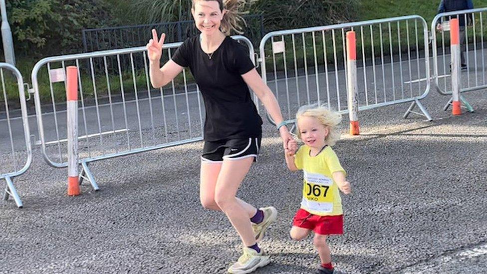 Niko and his Mum running the 1K