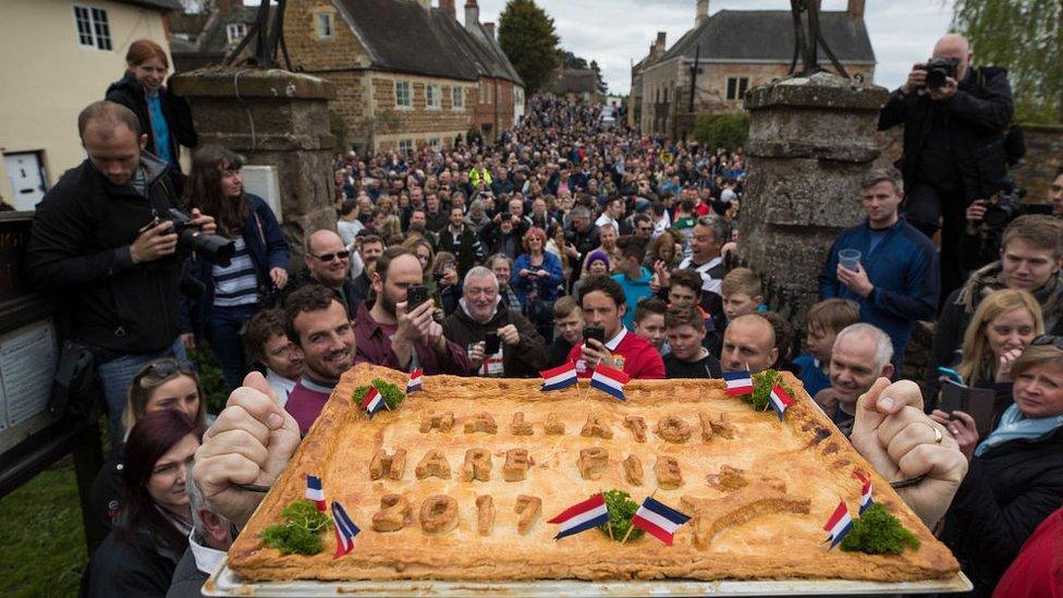 Hare pie being blessed in Hallaton