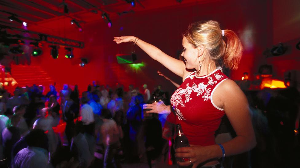 Woman at a disco in Finland