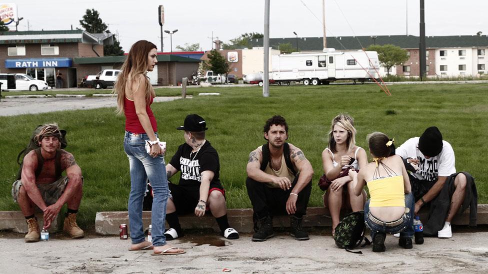 Shia LaBeouf (centre) with other American Honey cast members