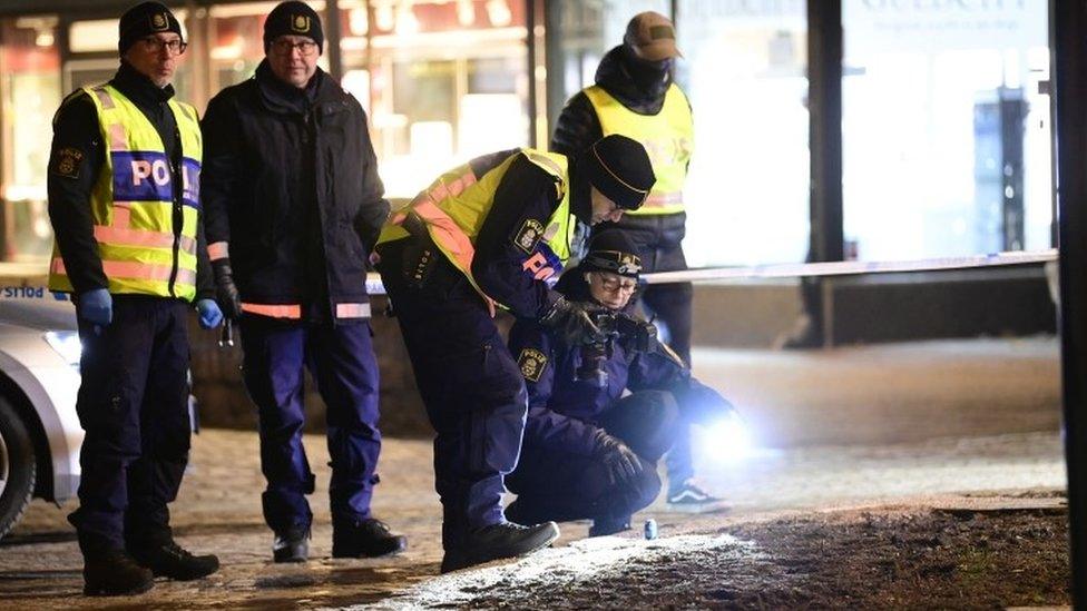 Police at the scene of the attack