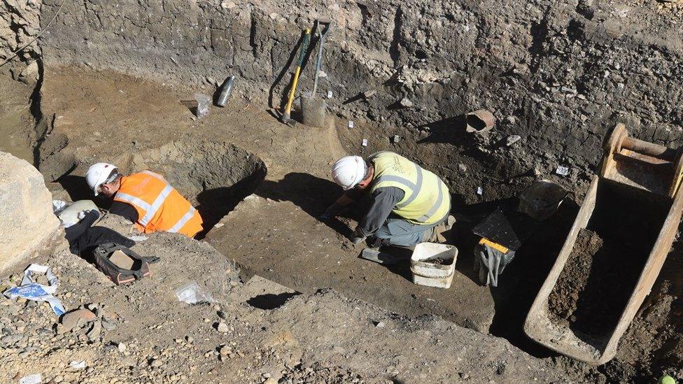 Archaeologists at work on site at the Forum