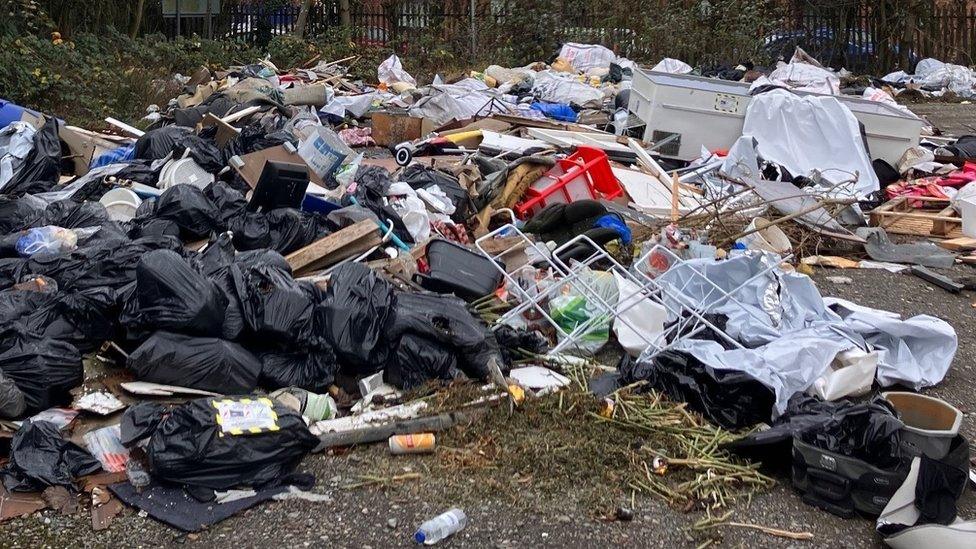 Pile of fly-tipping left at Fargo car park in Coventry